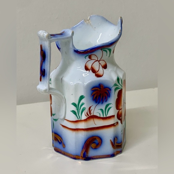 19th Century Antique Gaudy Welsh PAGODA Hexagonal Lustreware Pitcher Jug - Picture 8 of 16